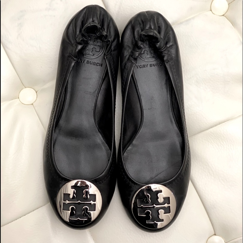 Tory Burch Reva Leather Ballerina flat black